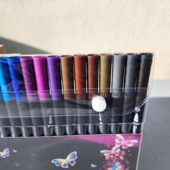 NEW Art Supplies Brush Markers Pens for Adult Coloring Books School 34 Count Dua - Picture 8 of 13